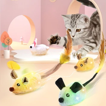 סקוויק צעצוע חשמלי קטיפה עכברים חיות צעצוע חתול מקורה ציד צעצוע חתולים שובב-אינטראקציה ניד עכברים רודף צעצוע